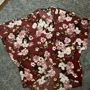 Miss Chievous Floral Kimono - Burgundy and Pink